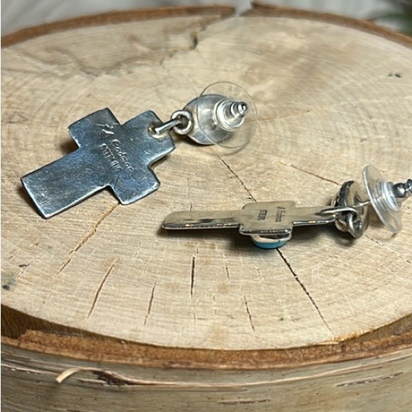 Andy Cadman earrings Navajo Sterling silver turquoise - Picture 6 of 9